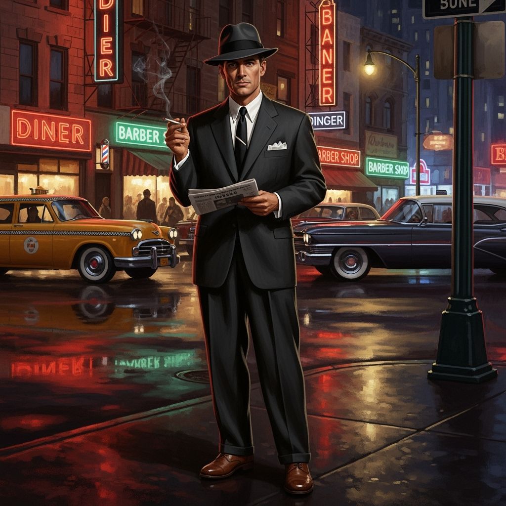 Dapper Man in 1950s New York City Street Scene