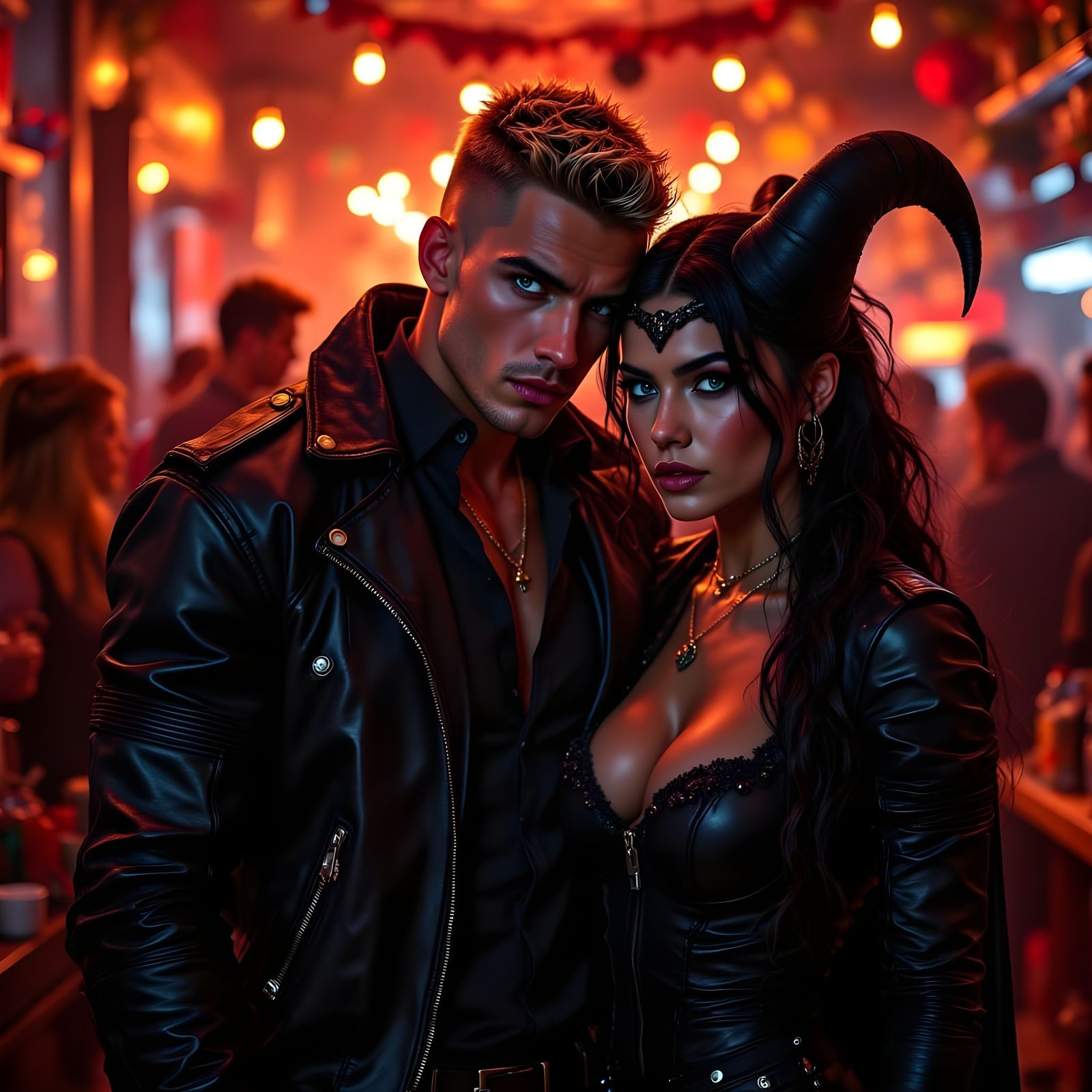 Vampire Couple Enters Halloween Party in Cinematic Style