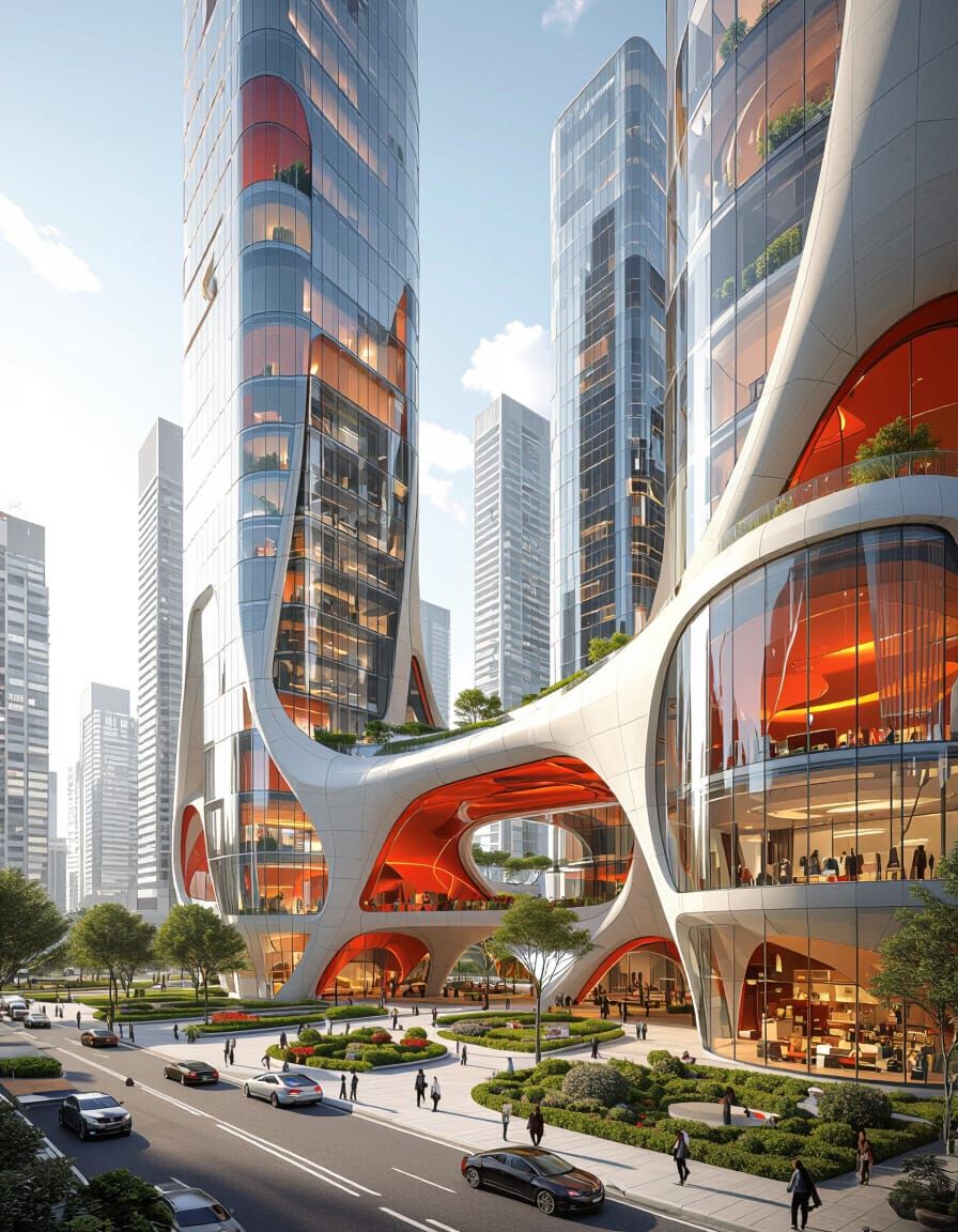 Futuristic Skyscrapers with Organic Concrete Frames