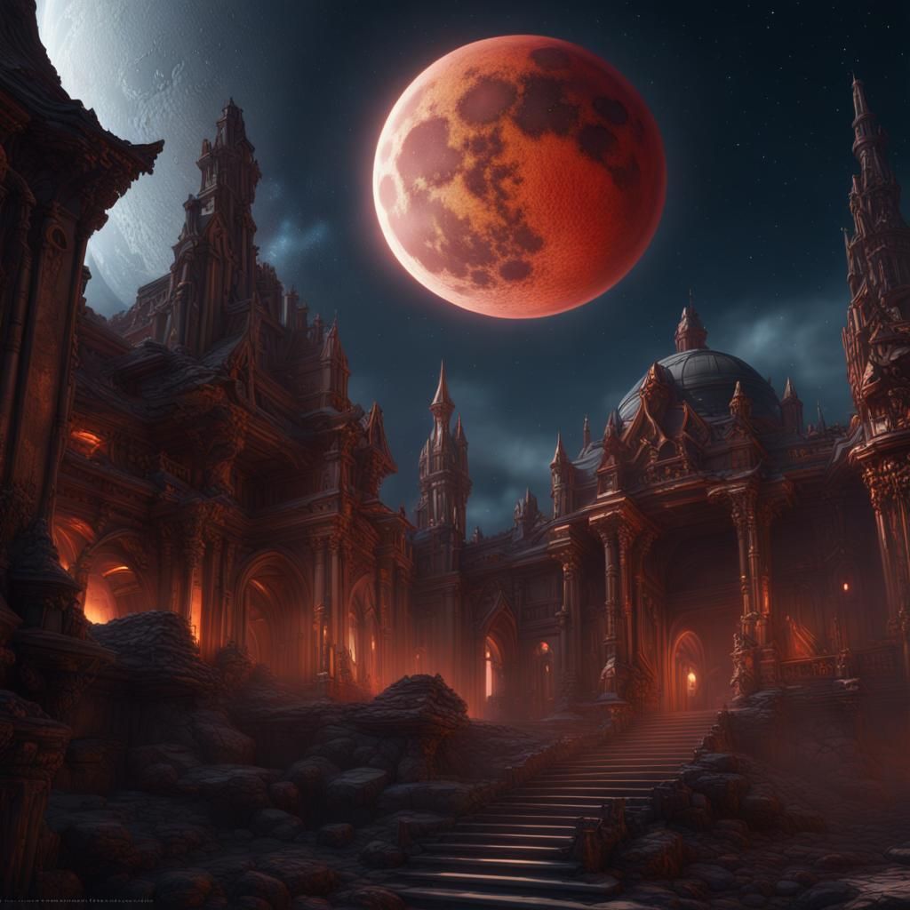 Epic Lunar Eclipse Digital Matte Painting