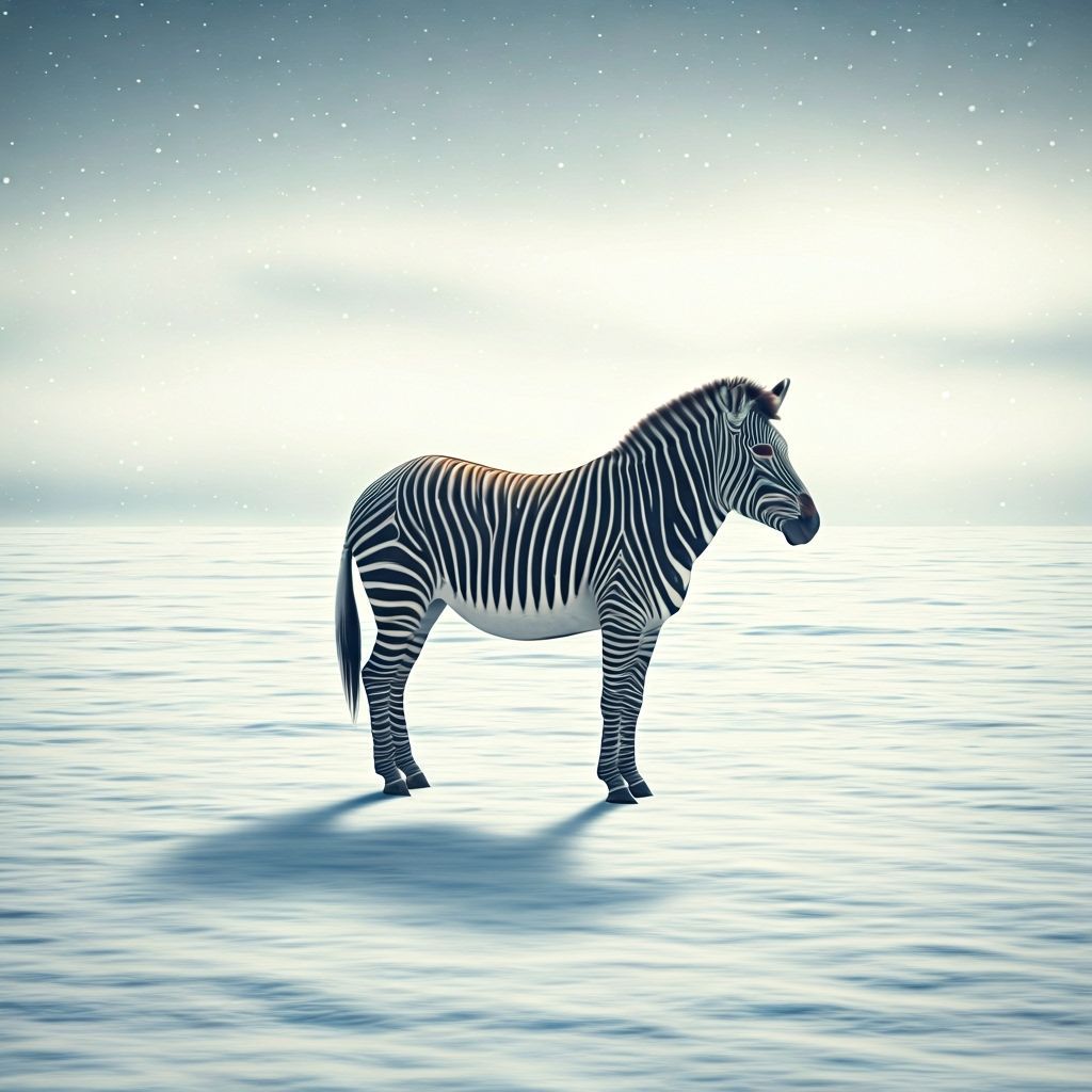 Striking Zebra Silhouette in Endless Winter Landscape