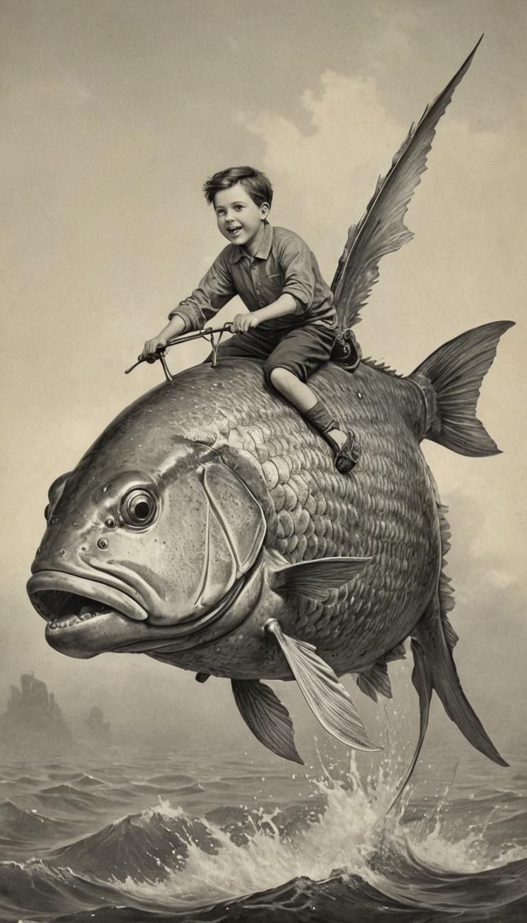 Boy Rides a Giant Fish