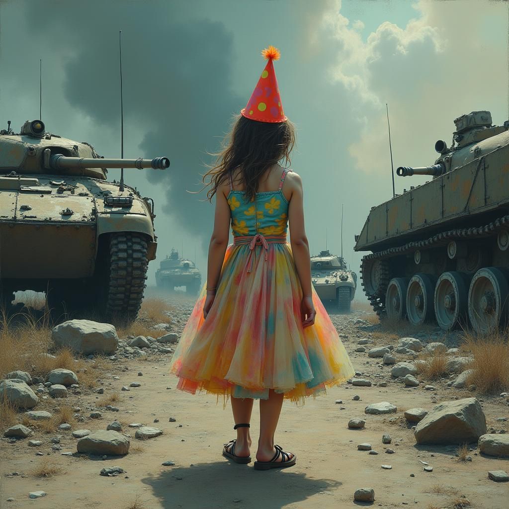 Post-Apocalyptic Party Girl in Surrealist Style