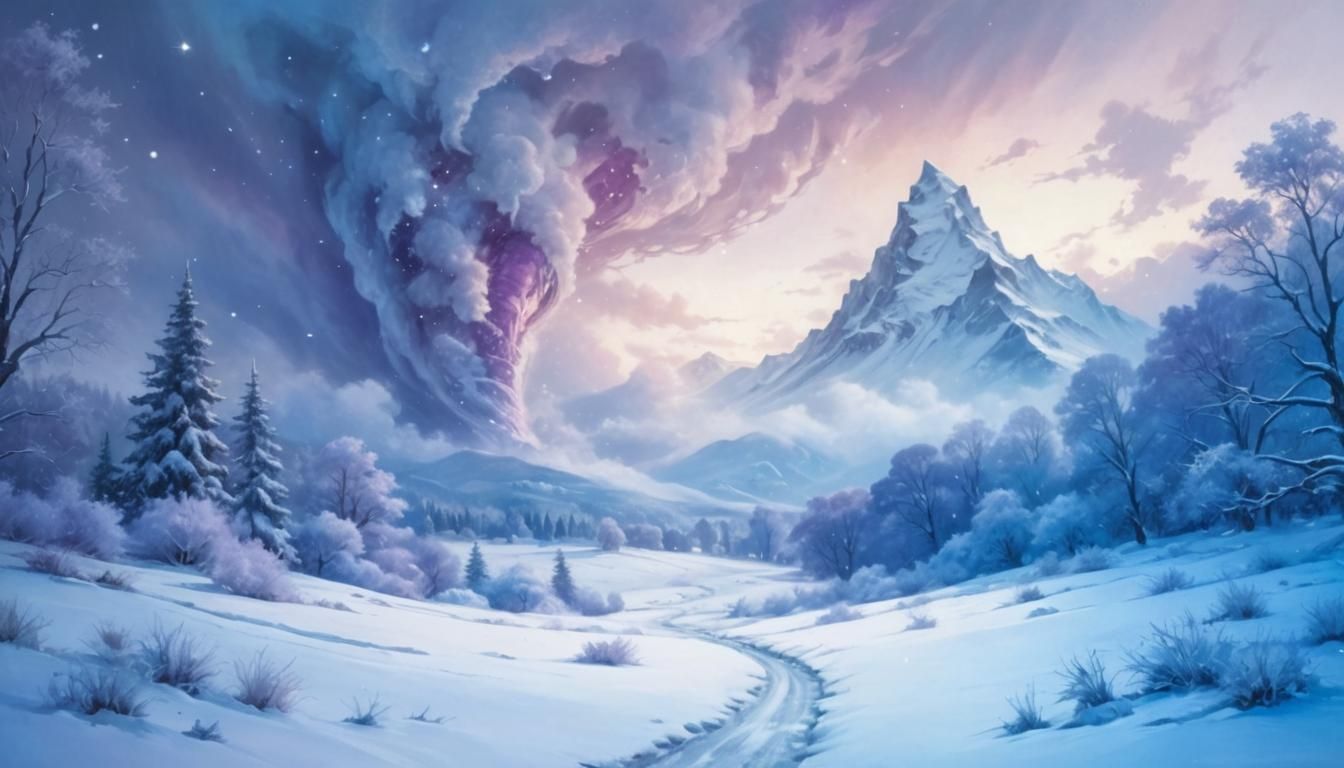 Icy Tornado Swirls in Surreal Winter Landscape