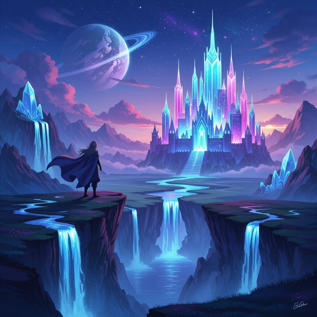 Epic Anime Fantasy Landscape at Dusk