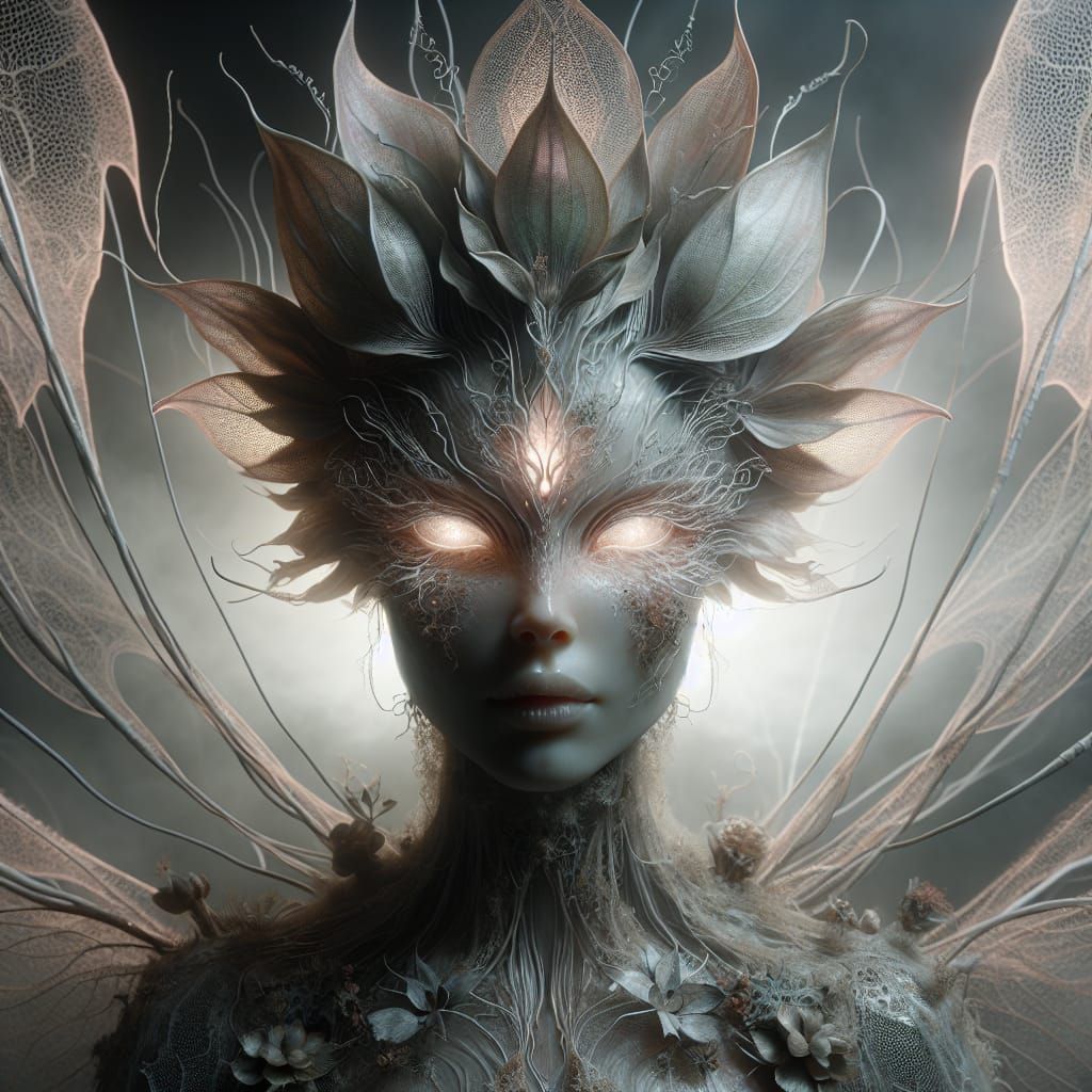 Ethereal Nature God Portrait with Gossamer Wings