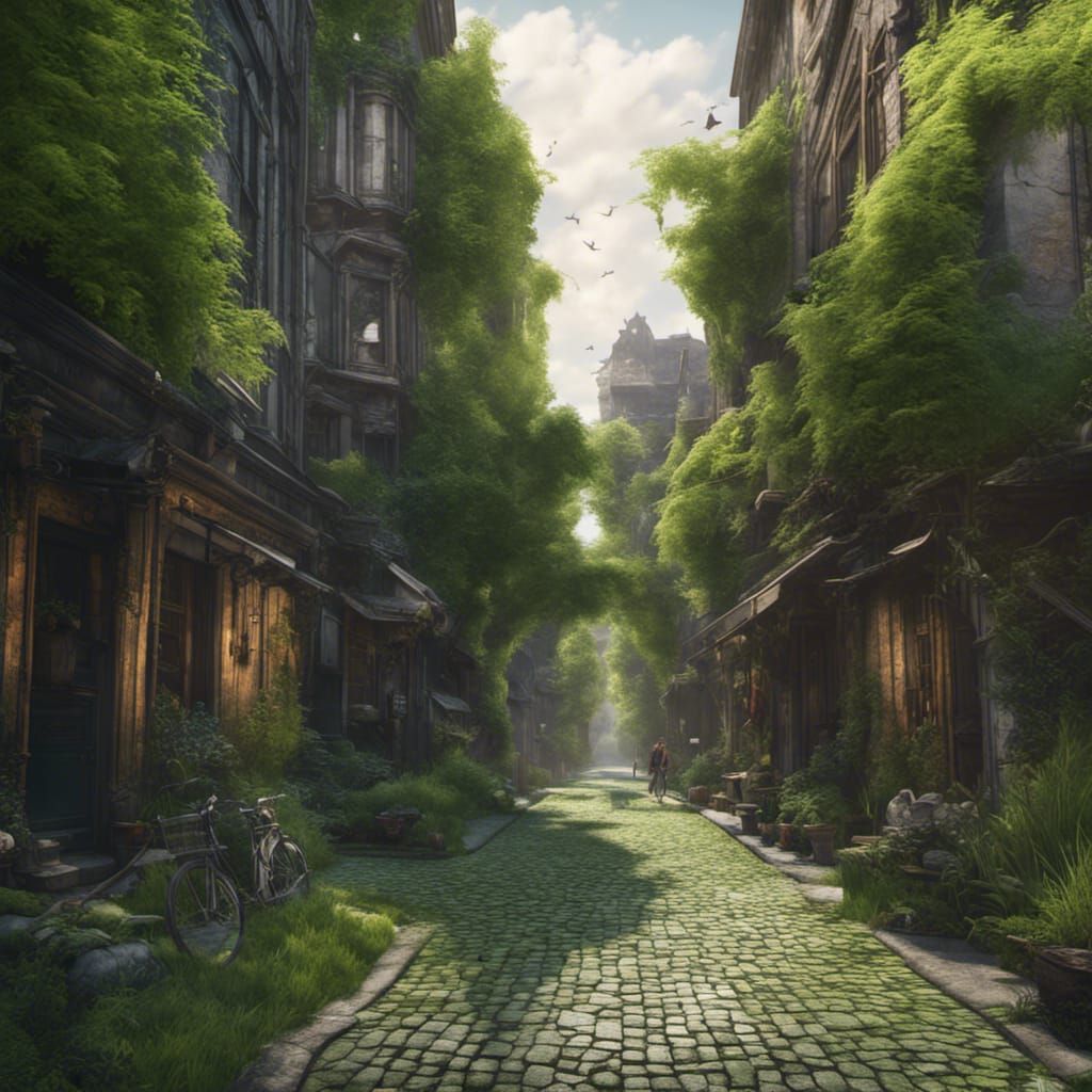 Streets Covered in Green, Photorealistic 4K