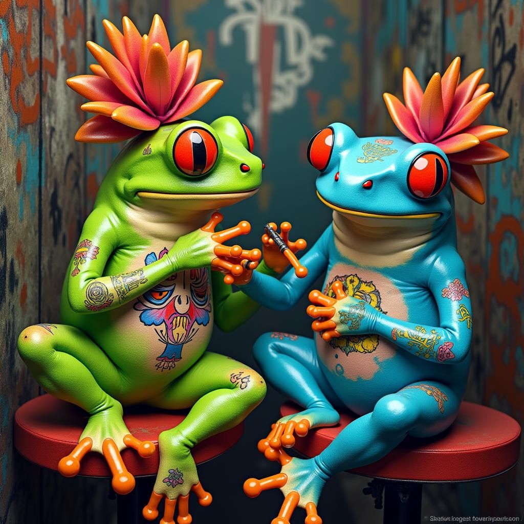 Punk Rock Flower Frogs Get Tattoos