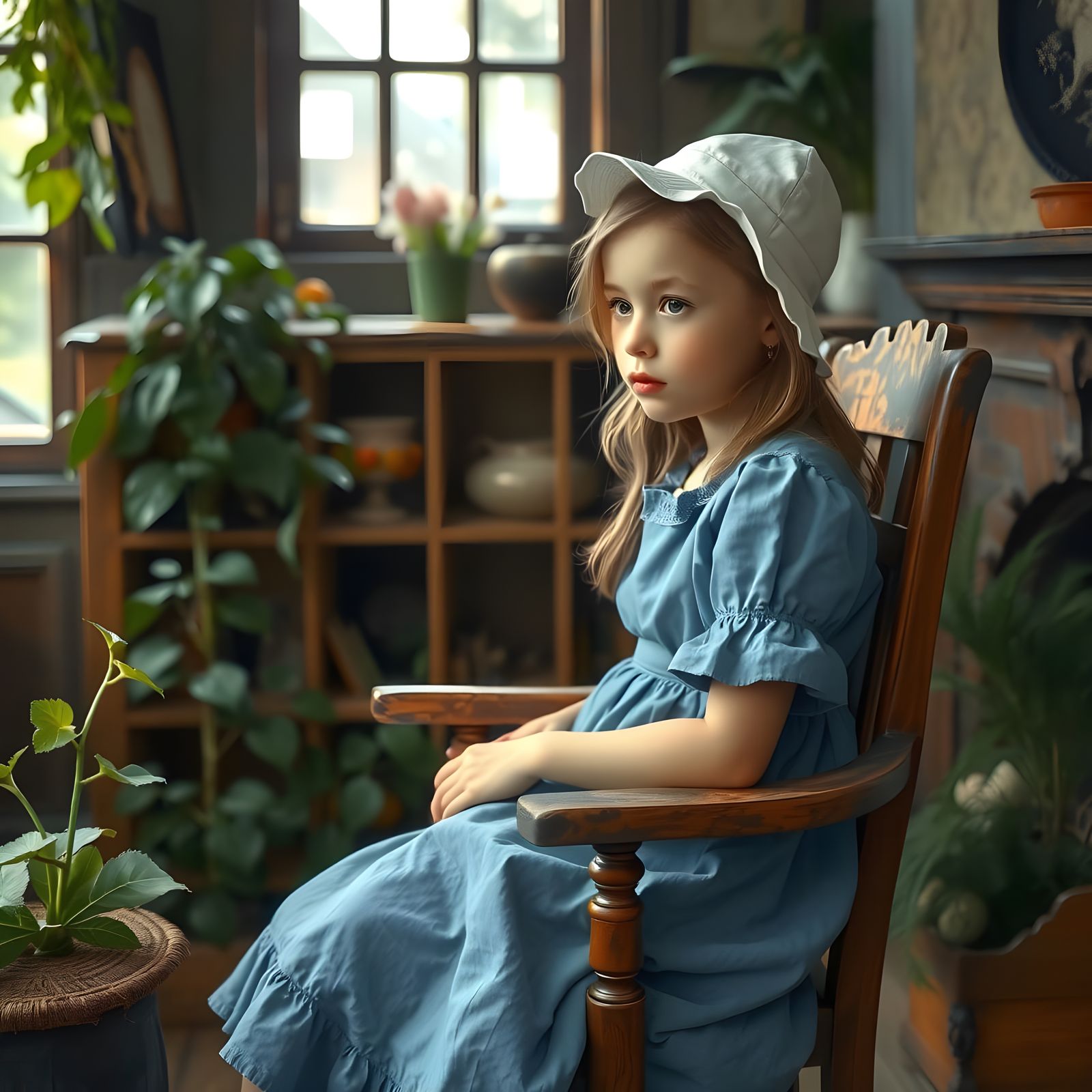 A Young Girl in a Cozy Dutch Interior