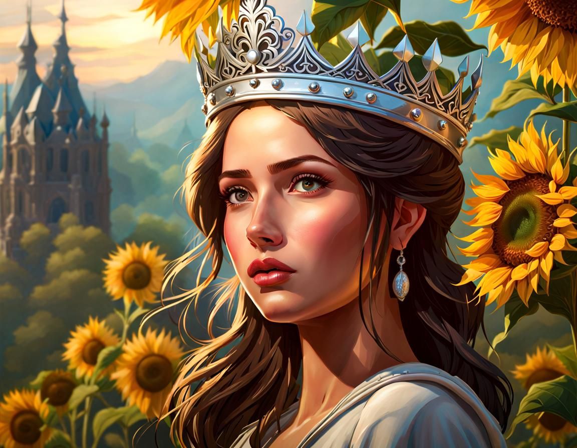 Girl with Silver Crown: Hyperdetailed Digital Portrait