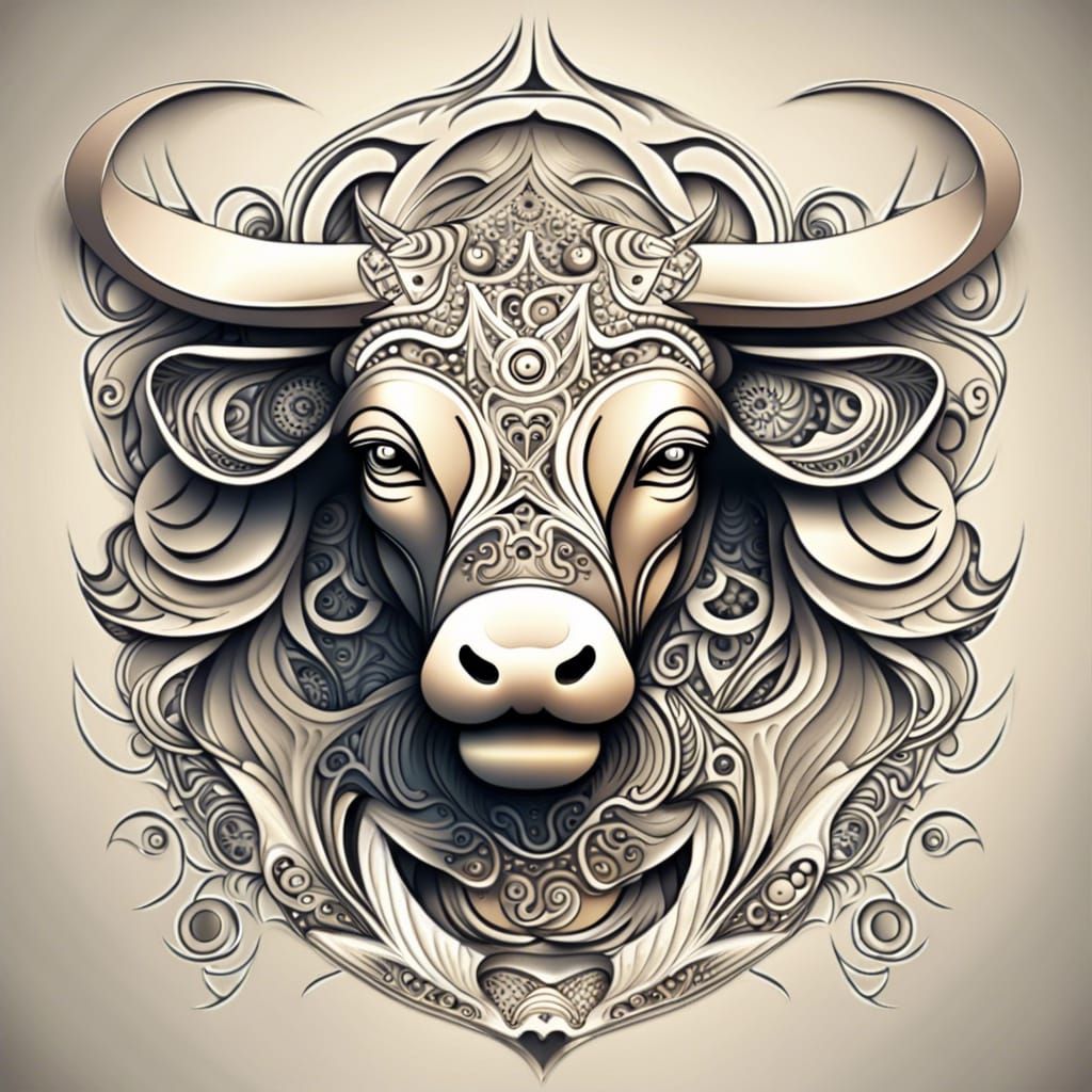 Taurus Zodiac Sign Tattoo Inspiration: Abstract Fractal Desi...