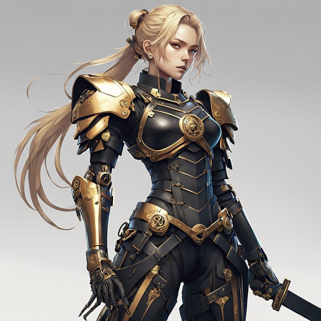 Cyberpunk Anime Warrior with Cybernetic Limbs