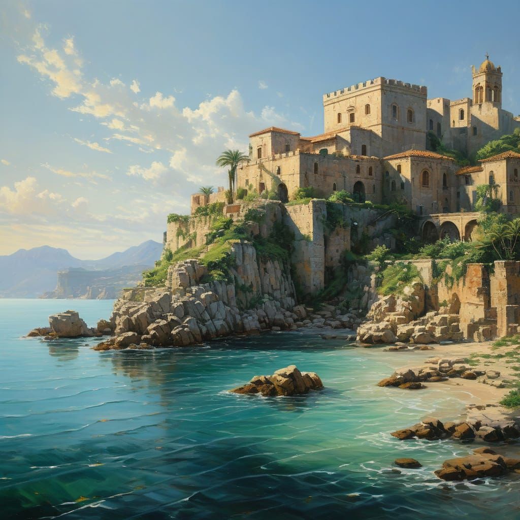 Sicilian Byzantine Fortress at Golden Hour