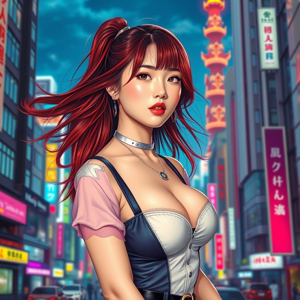 Korean Woman in Tokyo: A Futuristic K-Pop Portrait