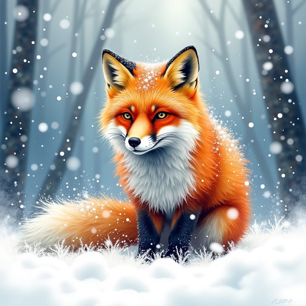 Fox on a snowy day