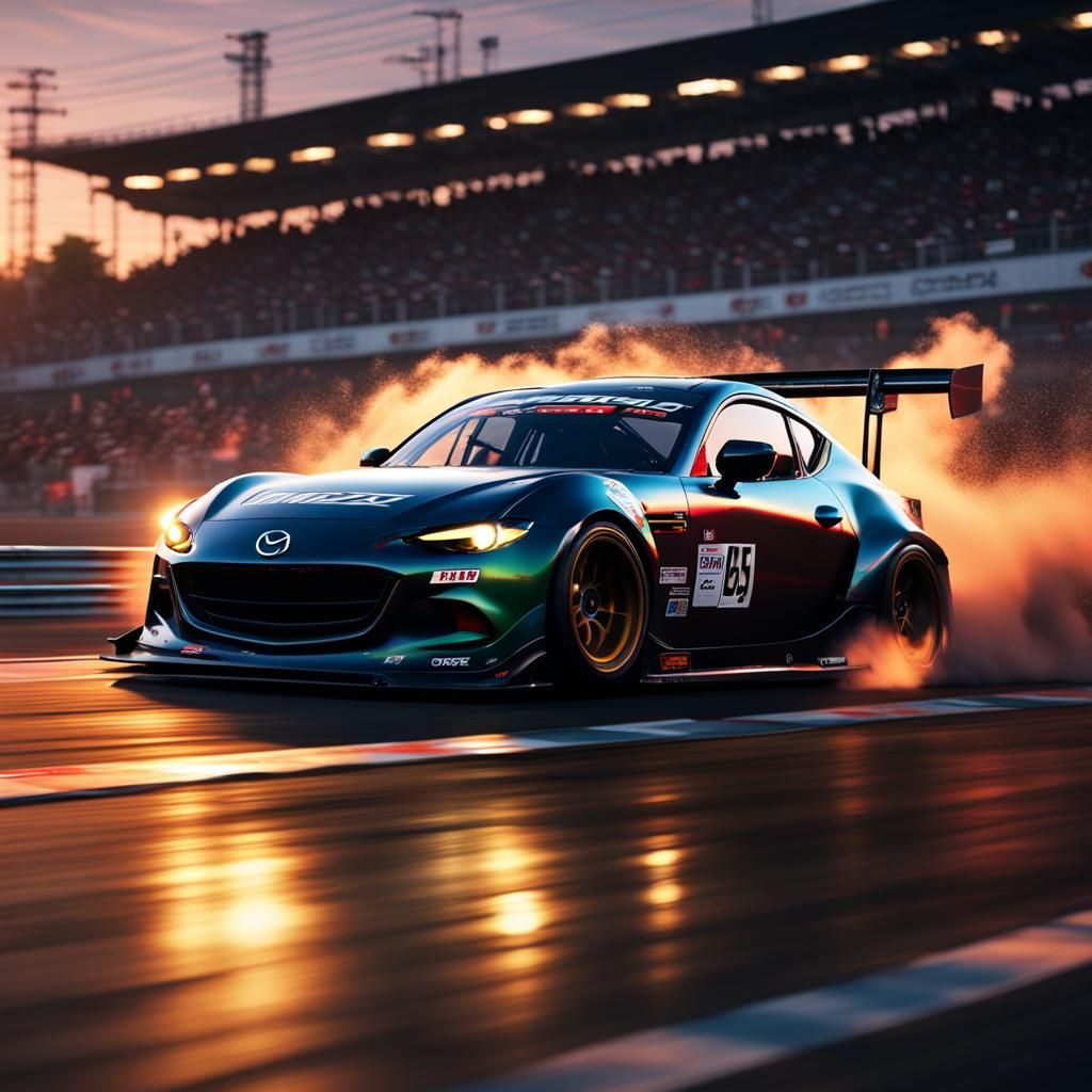 Mazda Drift Car on Tokyo Sunset Track