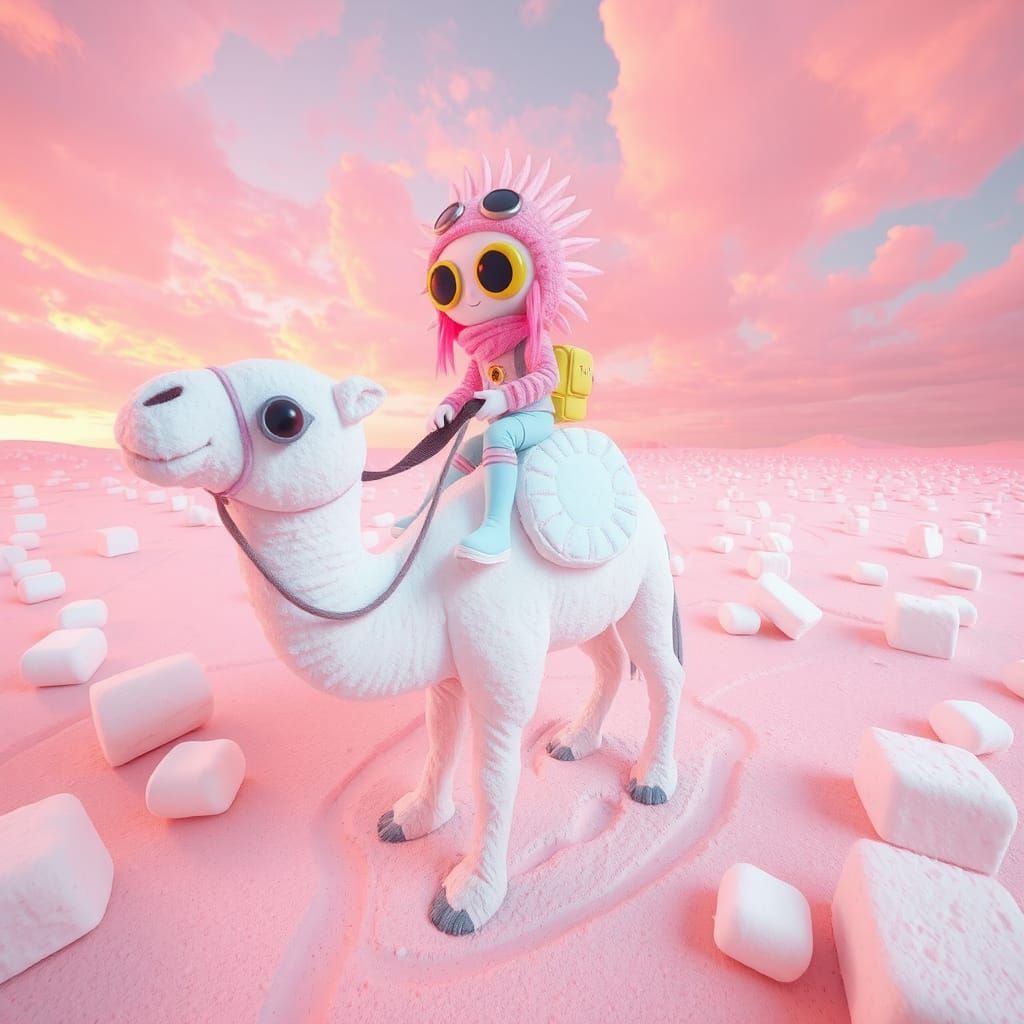 Marshmallowpunk Camel Ride in Pastel Desert