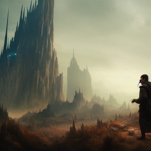 Roland Arrives at the Dark Tower: Fantasy Art