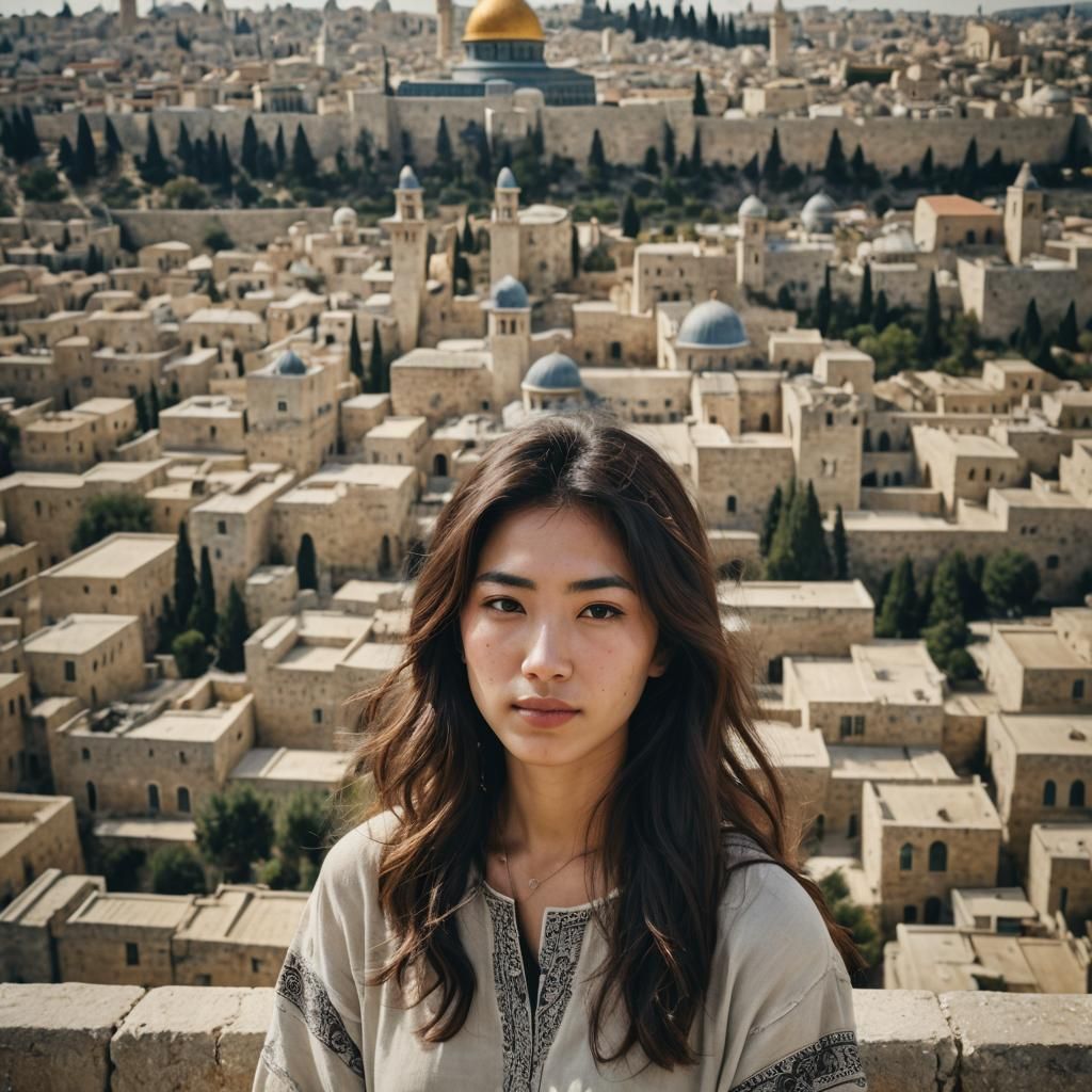Beautiful Jewish Asian-Israeli Woman in Jerusalem: Polaroid