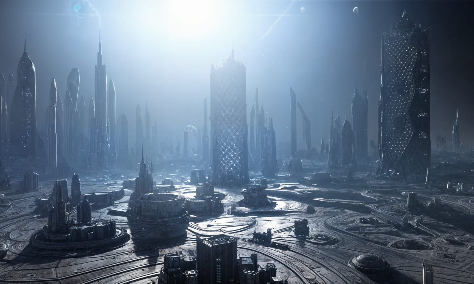 Futuristic Lunar City in Sci-Fi Photorealistic Style