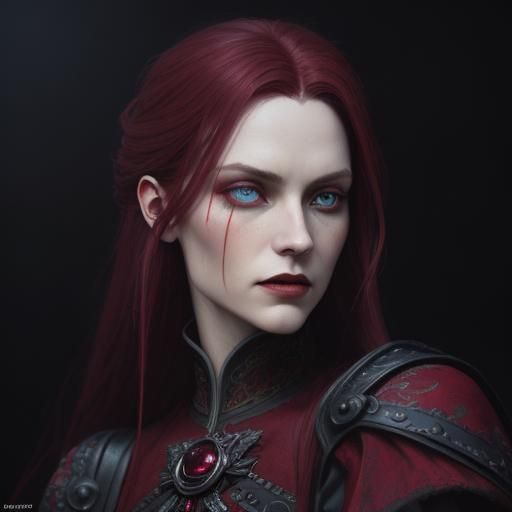 Vampire Woman Portrait in Hyperrealistic Style