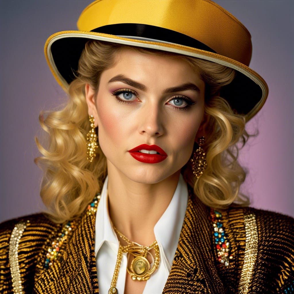 Young Woman in 80s Madonna-Inspired Outfit