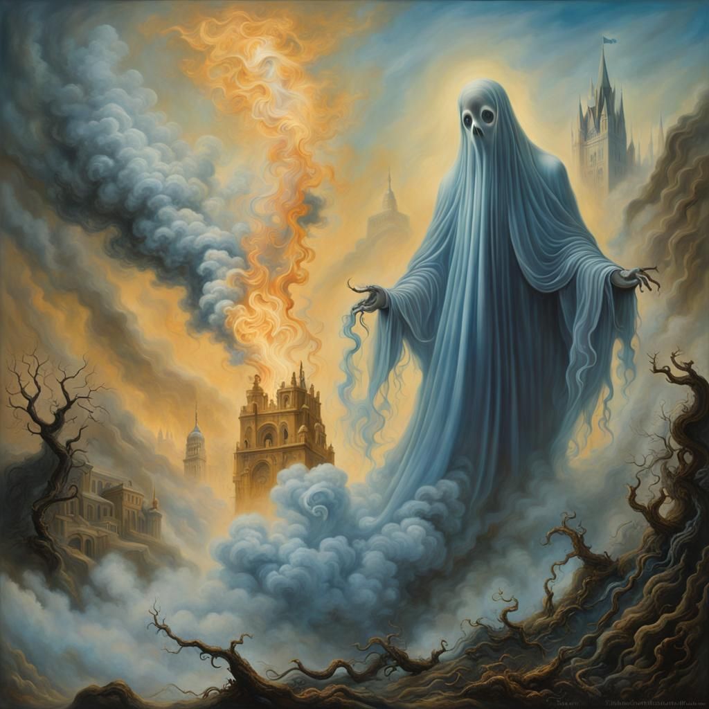 Smoky Ghost in Surrealist Dreamscape