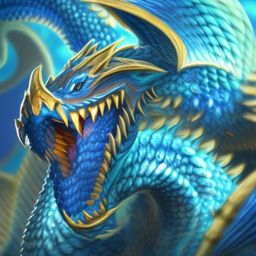 Happy Smiling Blue Dragons in Splash Art Style