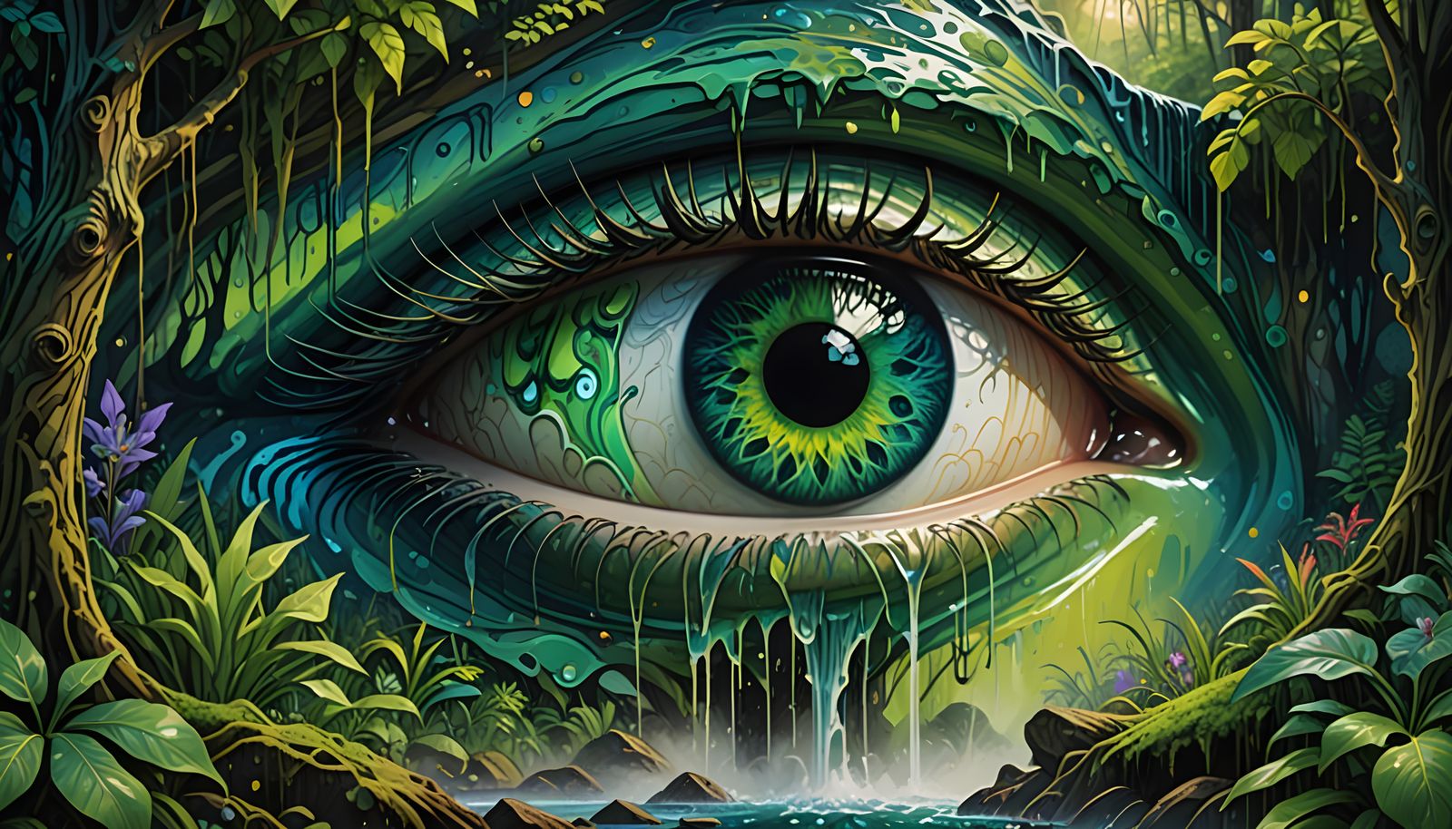 Ethereal Waterfall Landscape in Cinematic Style