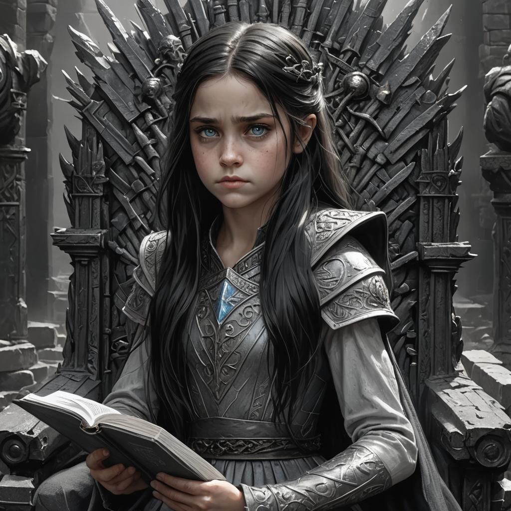 Girl on Iron Throne: Dark Fantasy Concept Art