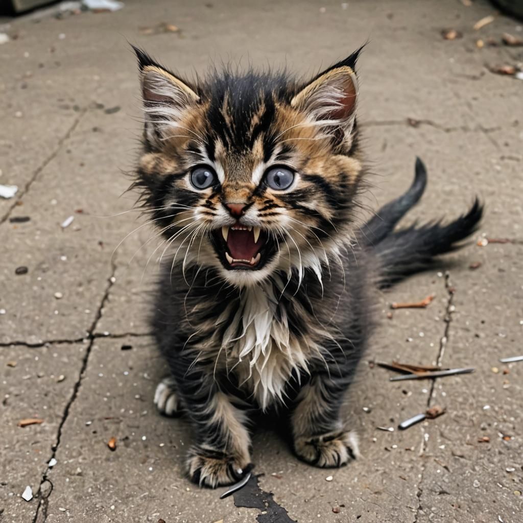 Fuzzy Kitten with Razor Sharp Teeth and Claws