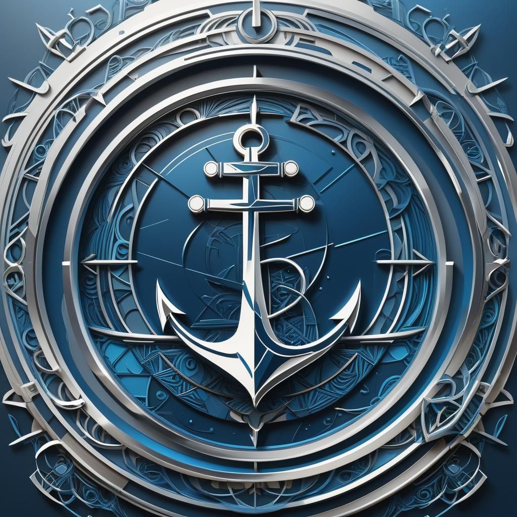 Sleek Metallic Cargo Ship Emblem Logo