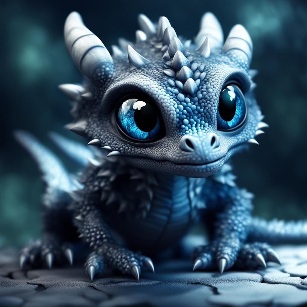 Double Exposure: Cute Baby Dragon Pet Illustration