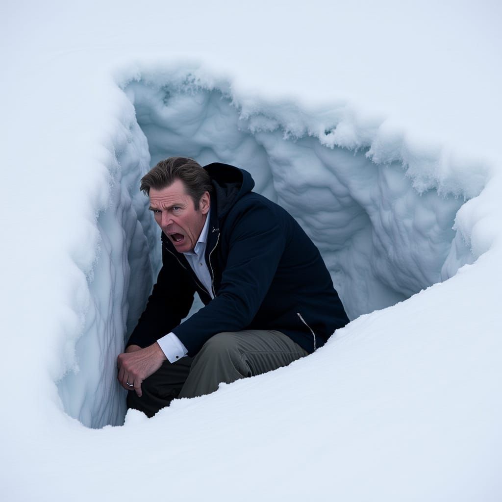 Close Call: Elderly Man and Ominous Crevasse