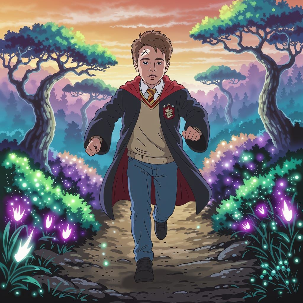 Harry Potter-esque Boy Runs in Enchanted Forest
