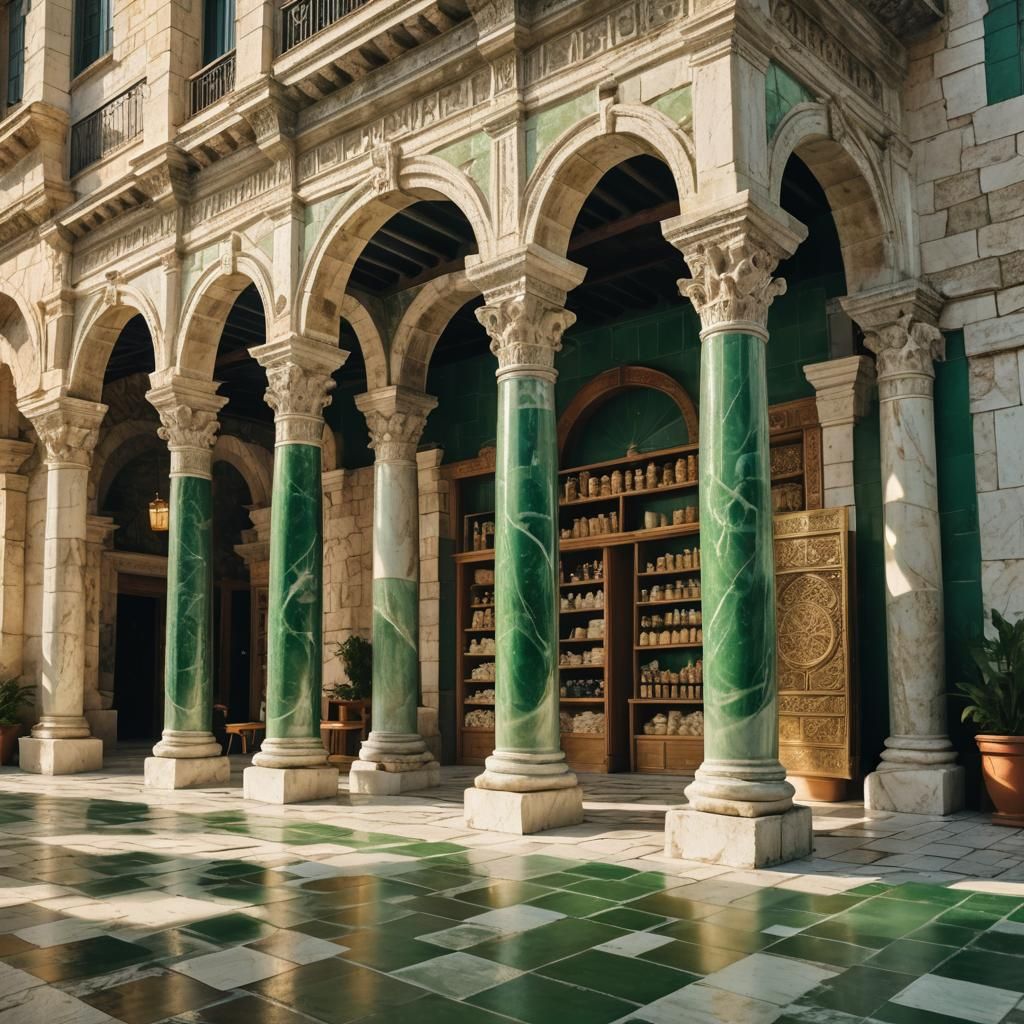 Baroque Medieval Store with Marble and Jade