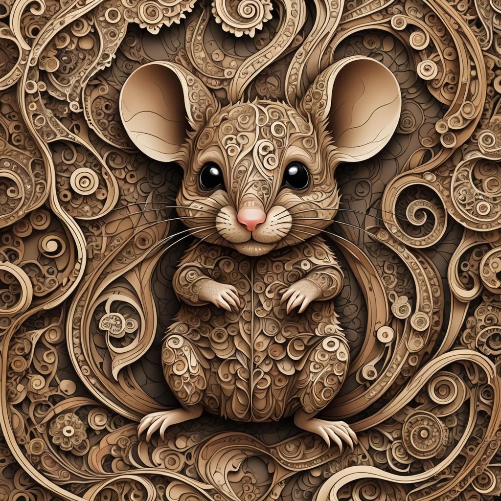 Extreme Close-Up: A Cute Brown Mouse in Abstract
