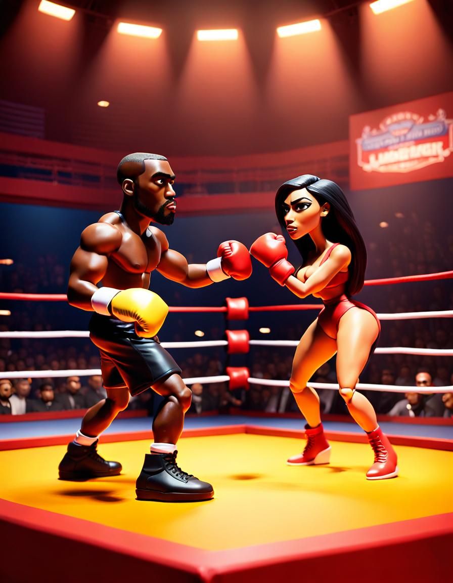 Kim vs Kanye: Animated Boxing Ring Claymation