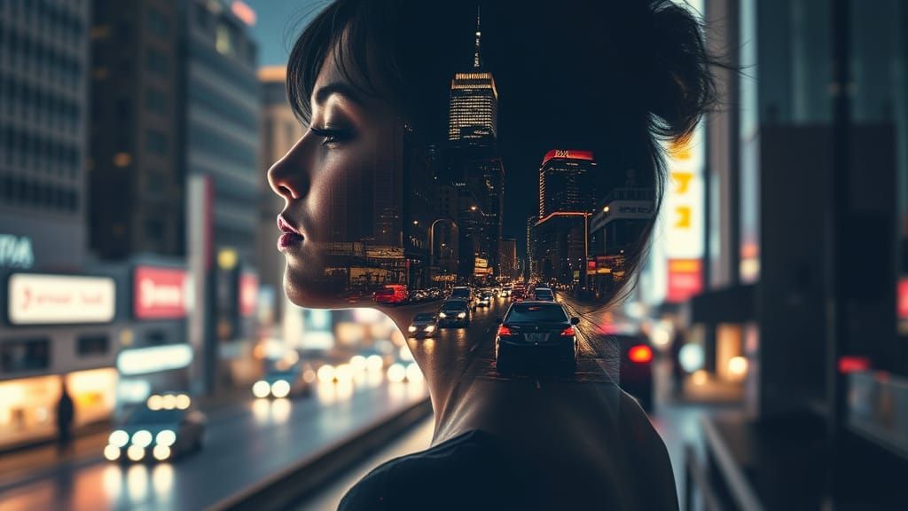 A Young Woman's Dreamy Urban Landscape