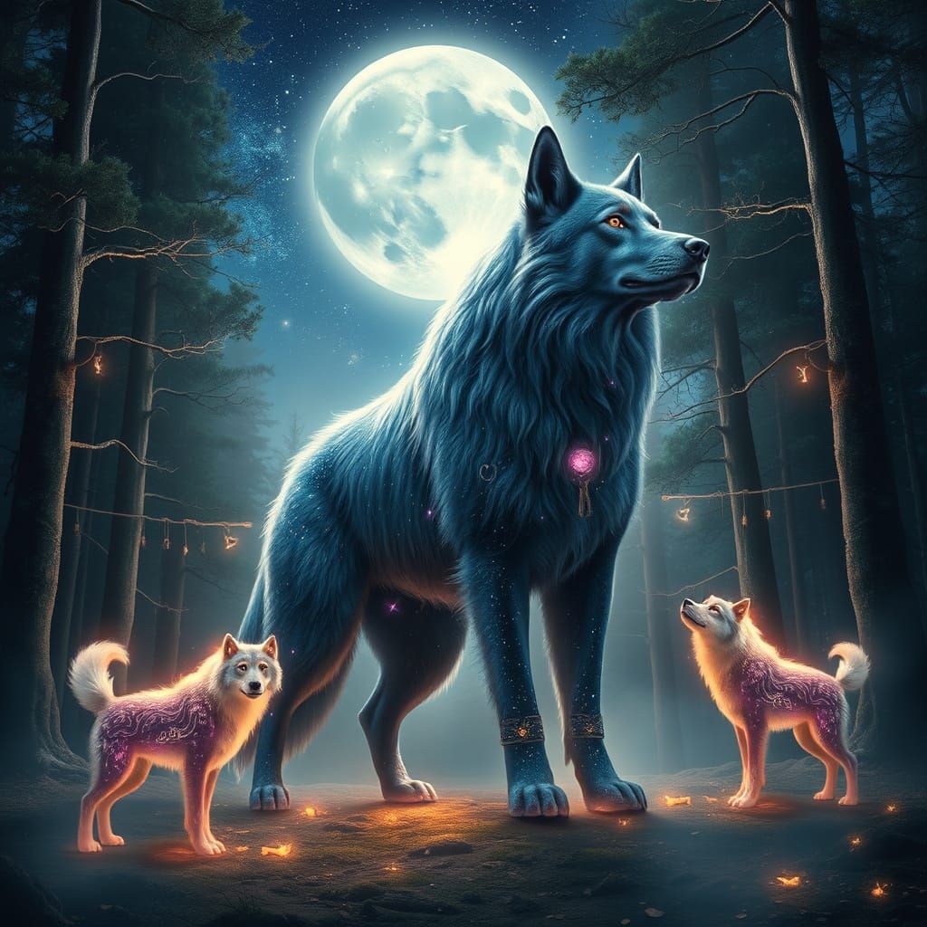 Cosmic Canine Deity Shines with Stellar Radiance