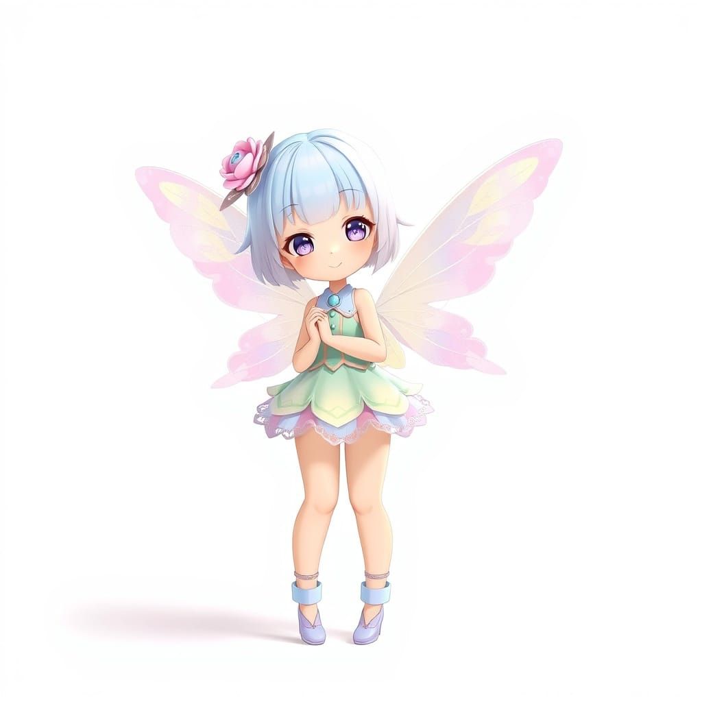 Cute Anime Fairy Character in Pastel Colors