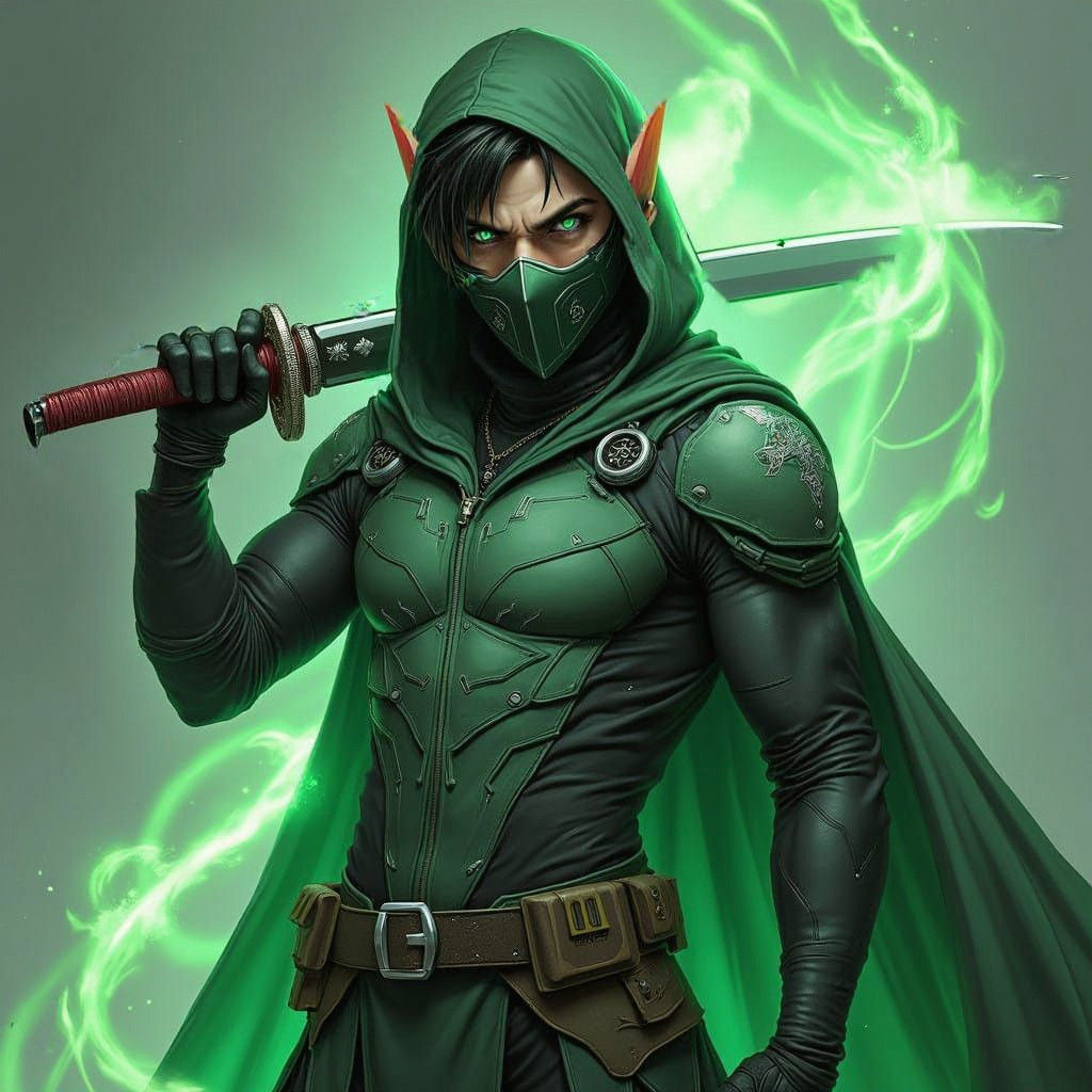 Heroic Half Elf Warrior with Masked Tactical Gear