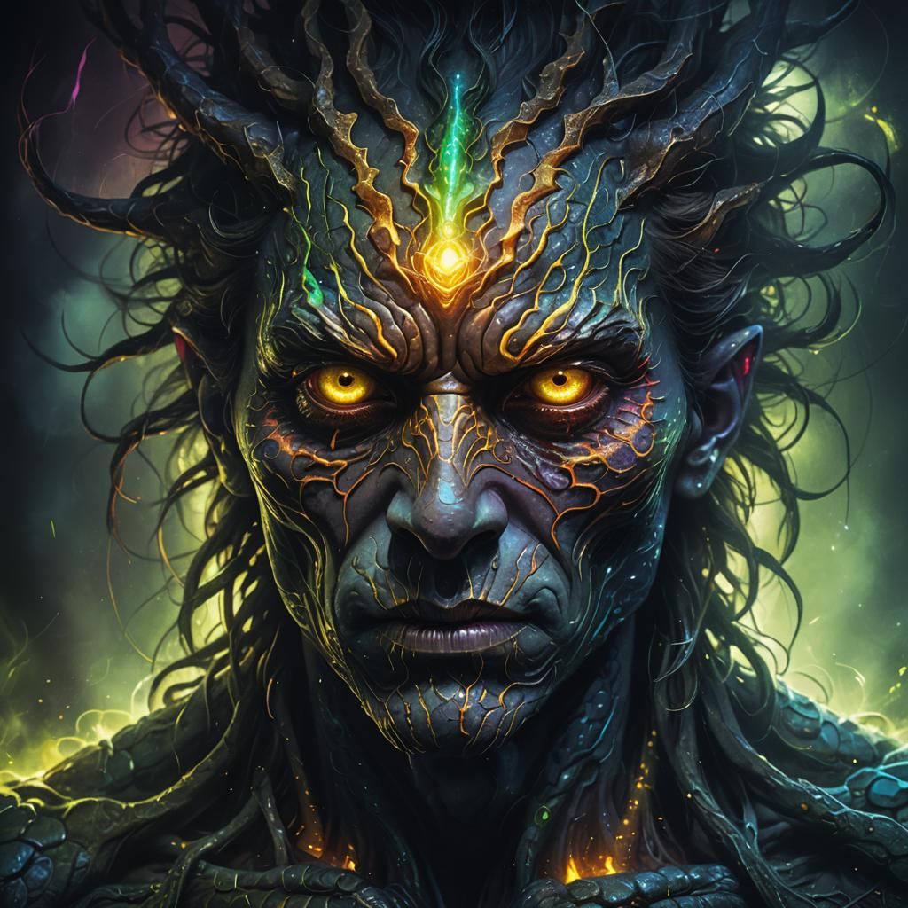 Mysterious Creature Portrait in Surreal Digital Painting