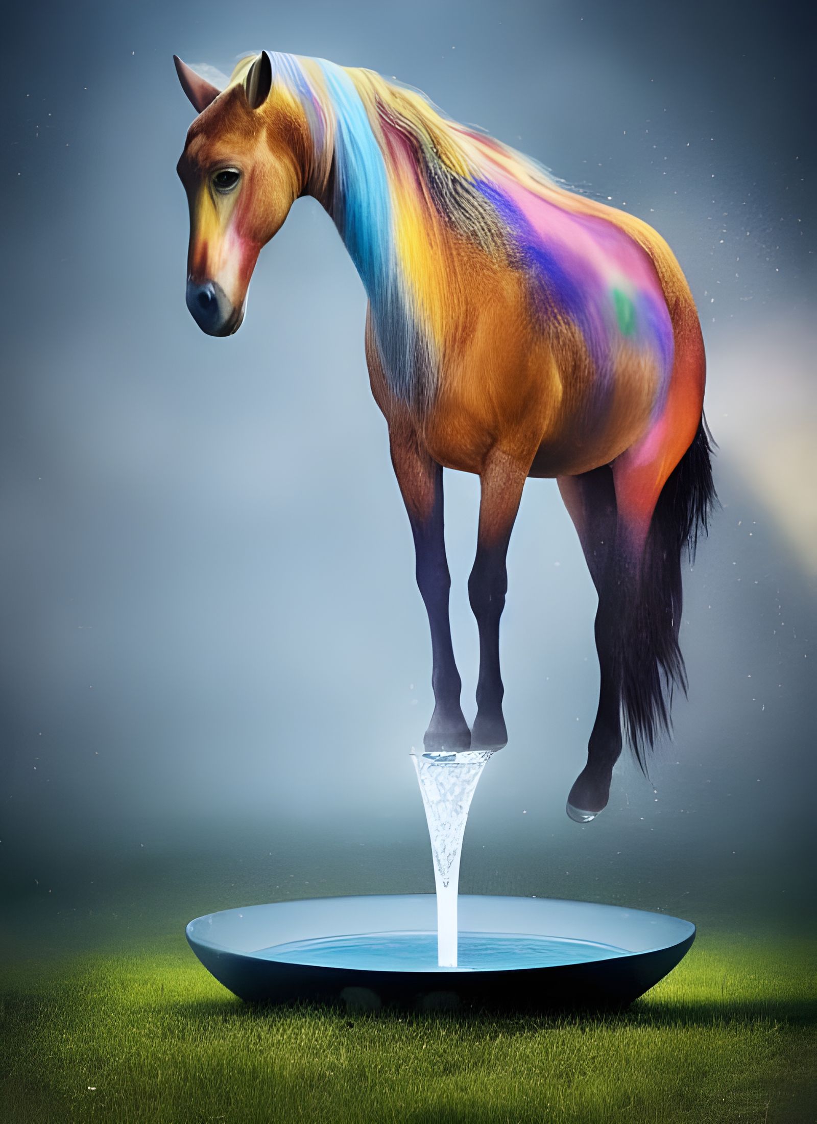 Tranquil Watersprite Scene with Animals and Humans