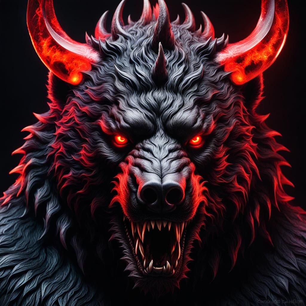 Terrifying Demon Bear King with Snake Hair