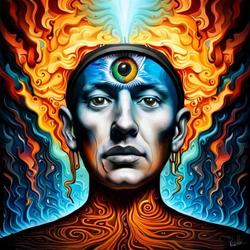 Surreal Third Eye Clock in Graffiti Art Style