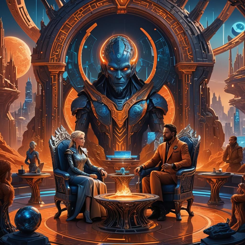 Futuristic Talk Show Set in Fantasy Concept Art