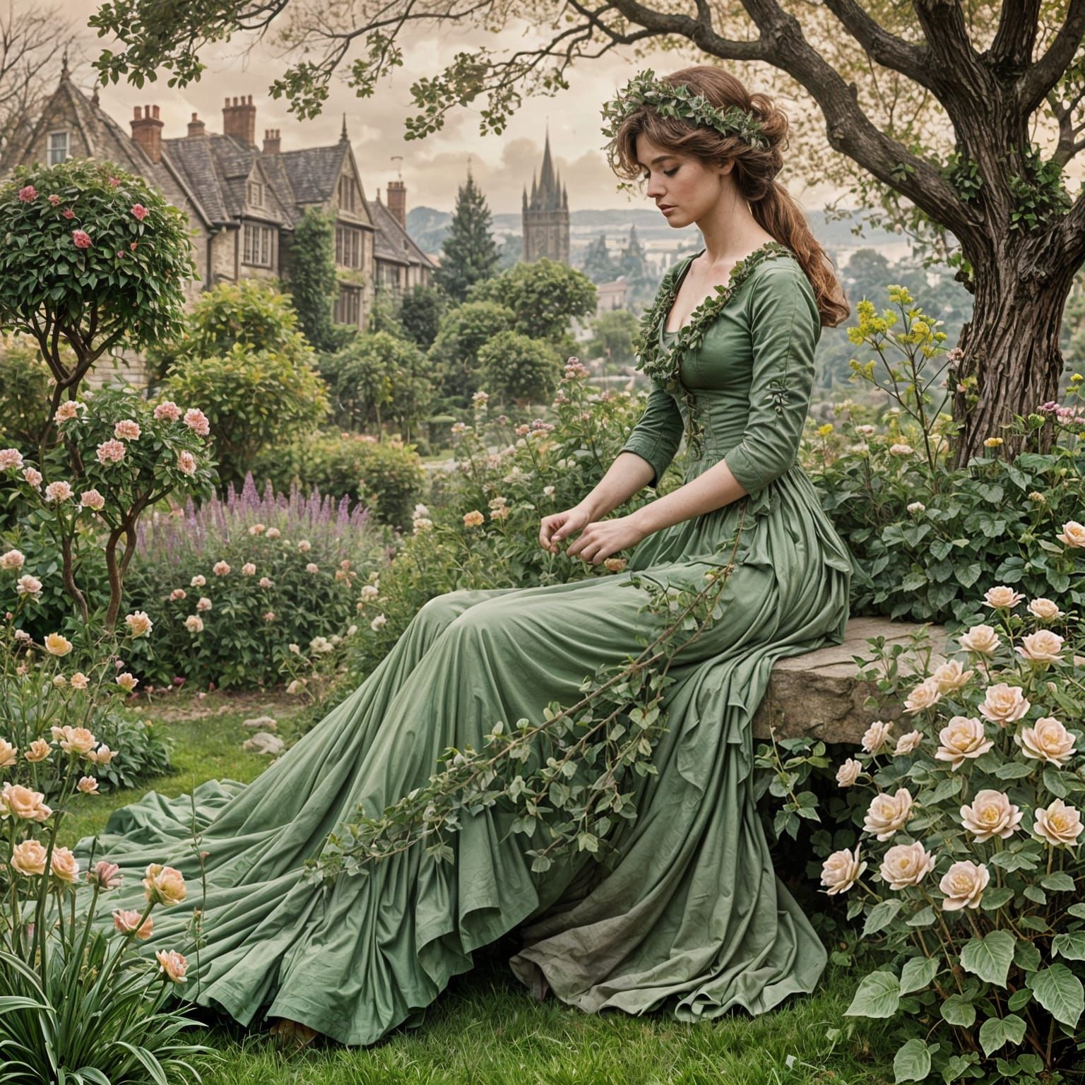 A Woman Shaped Flowering Topiary