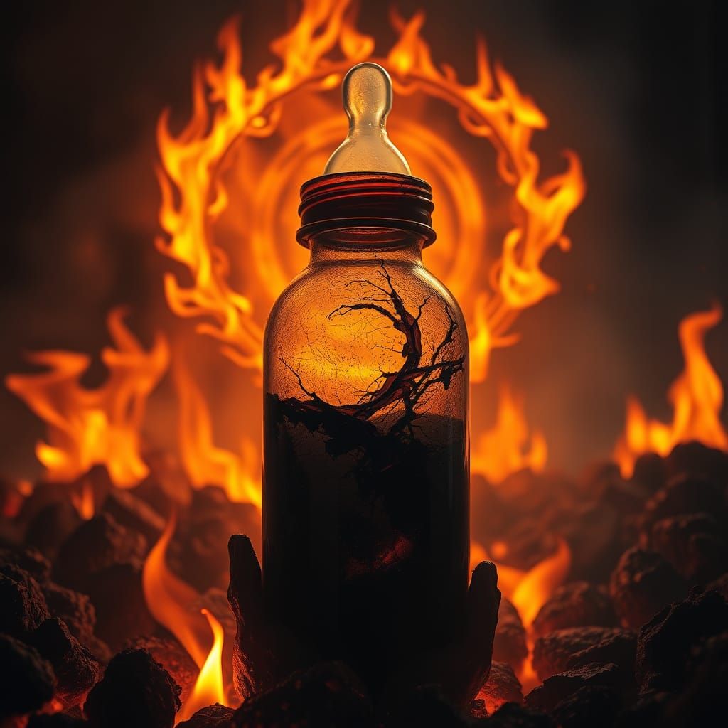 Fiery Baby Bottle Emerges from Hell