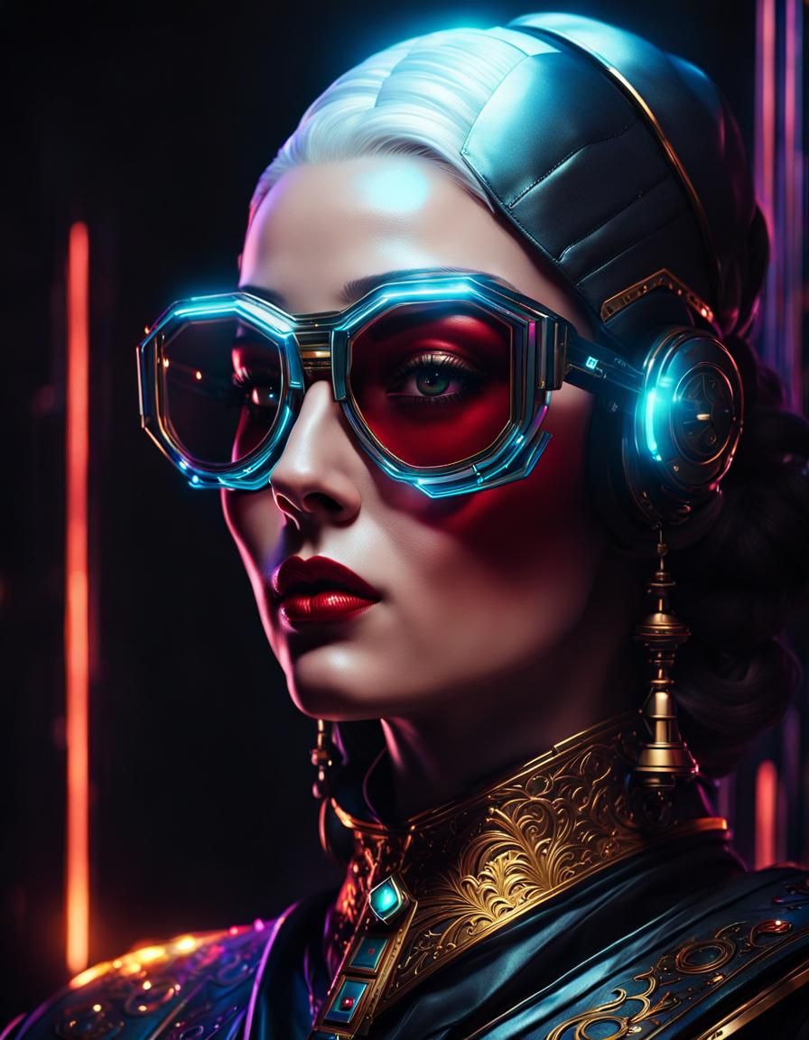 Futuristic Sci-Fi Bard-Mage Portrait in Digital Comic Style